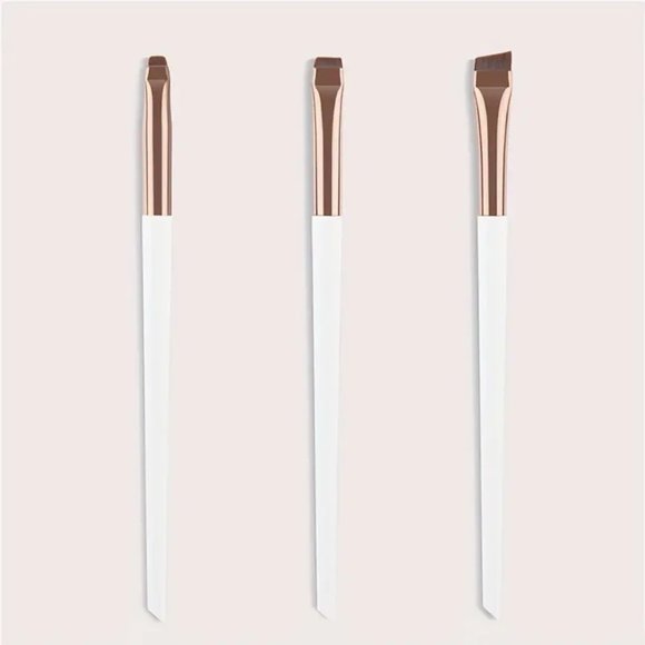 Makeup Brush Set, 3pcs Portable Flat Fine Eyeliner & Eyebrow Brush Set - Picture 5 of 5